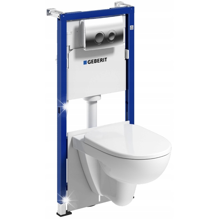 Монтажен комплект Geberit Duofix Basic Delta25, 112 см, окачена тоалетна чиния Selnova, хром, антибактериална