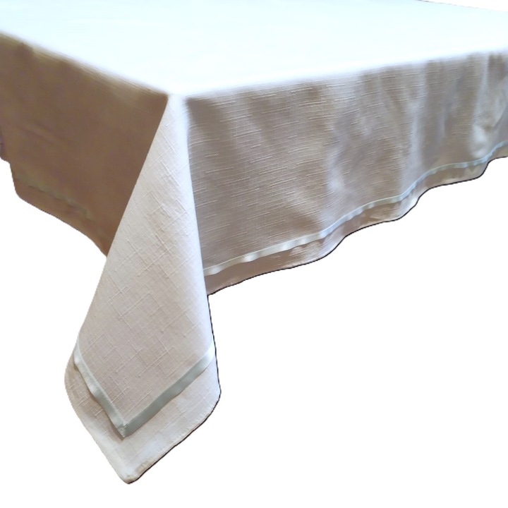 Fata de masa, 120 x 180 cm, Casa Bucuriei, model Monaco, alb/argintiu