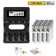 Set baterii reincarcabile 16AAA cu incarcator LCD, 3500mAh AA, 1300mWh AAA