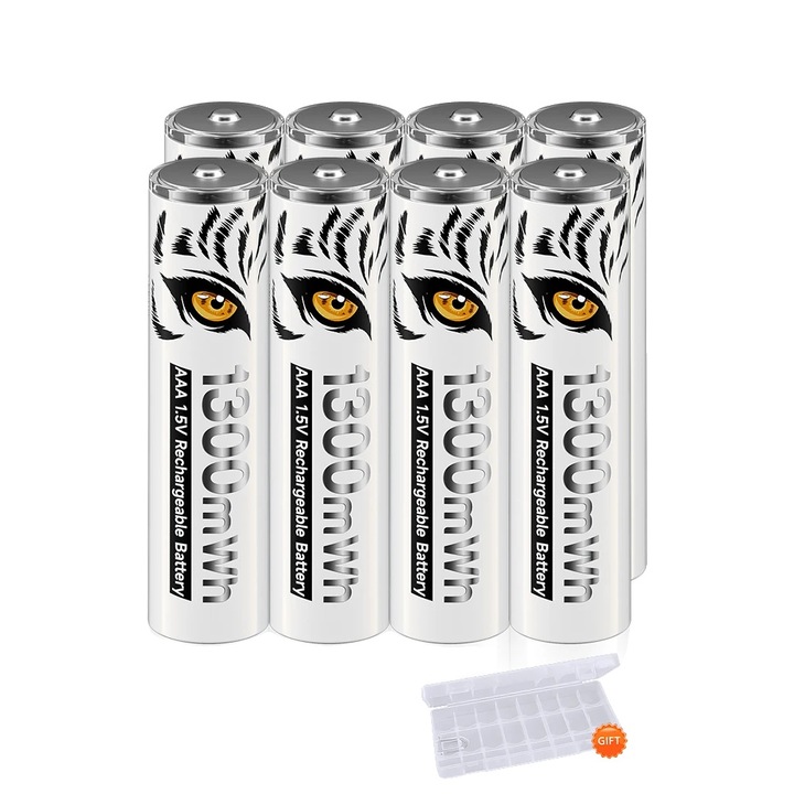 Incarcator de baterii, design cu 8 sloturi, incarcare eficienta, set de 8 baterii AAA, dimensiuni 77x51x72mm