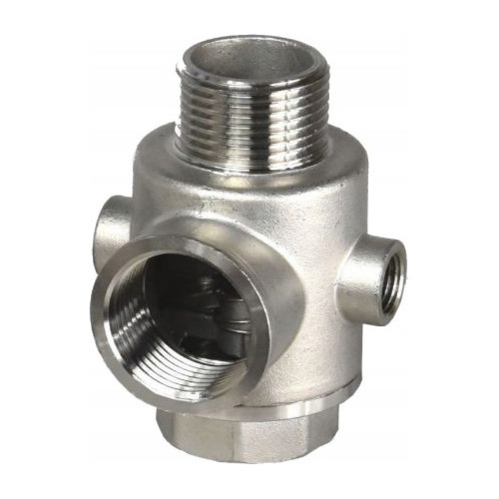5-utas DN50 (2") IBO kifolyó kimenet inverterhez, sárgaréz, 50 mm, szivattyúkhoz és vízellátó rendszerekhez, több csatlakozás nyomásmérőhöz és tartozékokhoz, házi vízmű telepítéséhez
