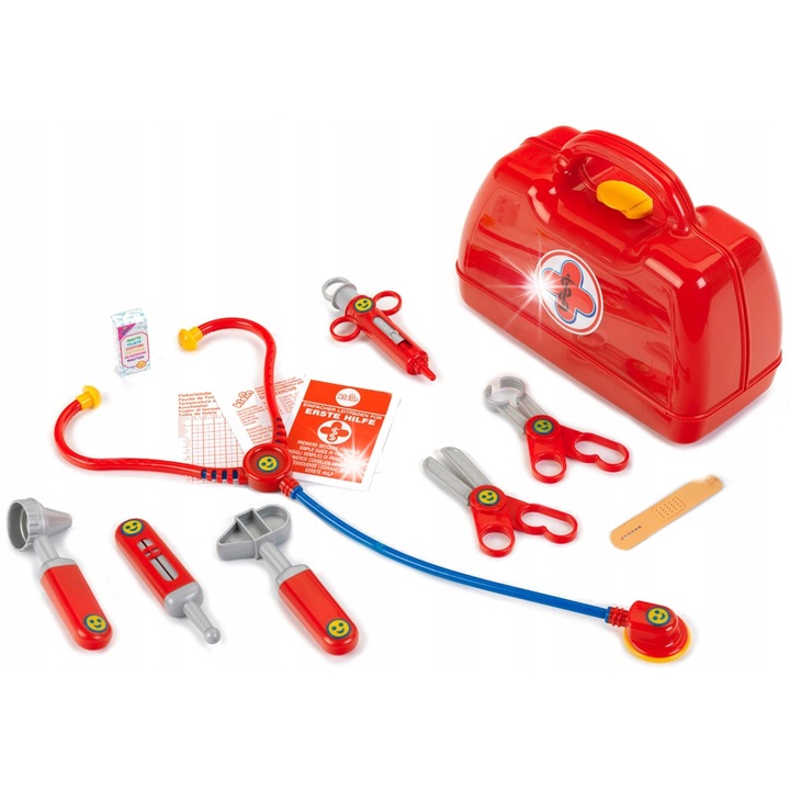 Комплект за игра Klein 4457 с лекар, червен куфар, 11 аксесоара, 27x9.5x23см