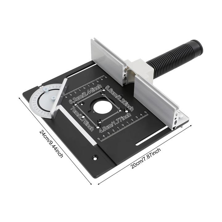 Placa de insertie pentru masa de frezat, aluminiu, ajustari usoare, neagra