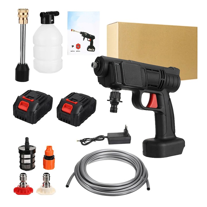 Aparat de spalat cu presiune electric, 1000W, 2 baterii, portabil, multifunctional