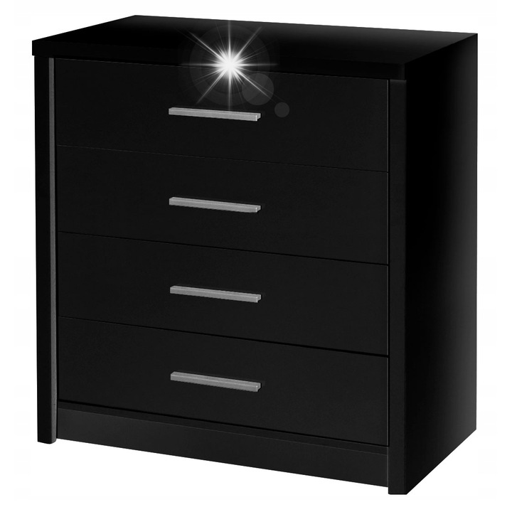 GENEWA 1 fiókos komód, 4 fiókkal, fekete, 80x45x83cm