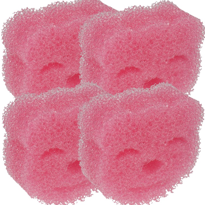 Комплект от 4 гъби за почистване на съдове 2 в 1, твърди в студена вода, меки в гореща вода, гъба против надраскване, устойчива на миризми, за баня в дома, розови BEKZ®