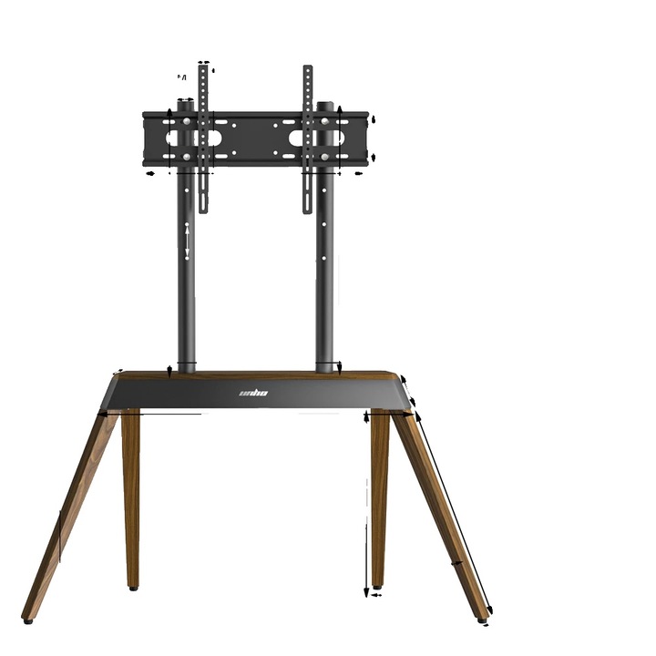 ТВ стойка, стояща, регулируема, съвместима с екрани от 40" до 86", черна, 90x155 см
