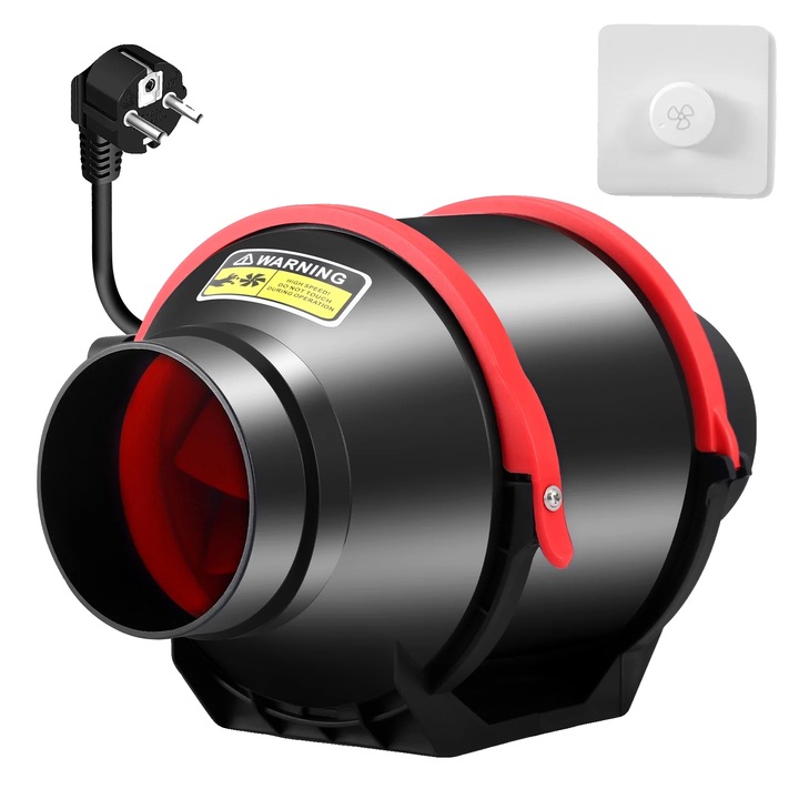 Ventilator duct, 310 m/h, viteza ajustabila, negru, 100mm