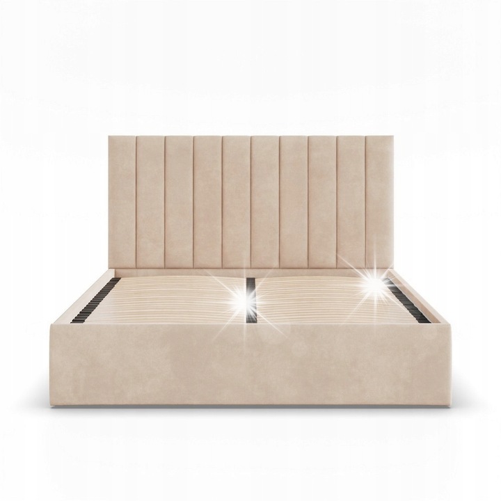 Ágy fa vázzal POLLA 180x200 cm, Adams Group, bézs, méretek 185x208x105 cm