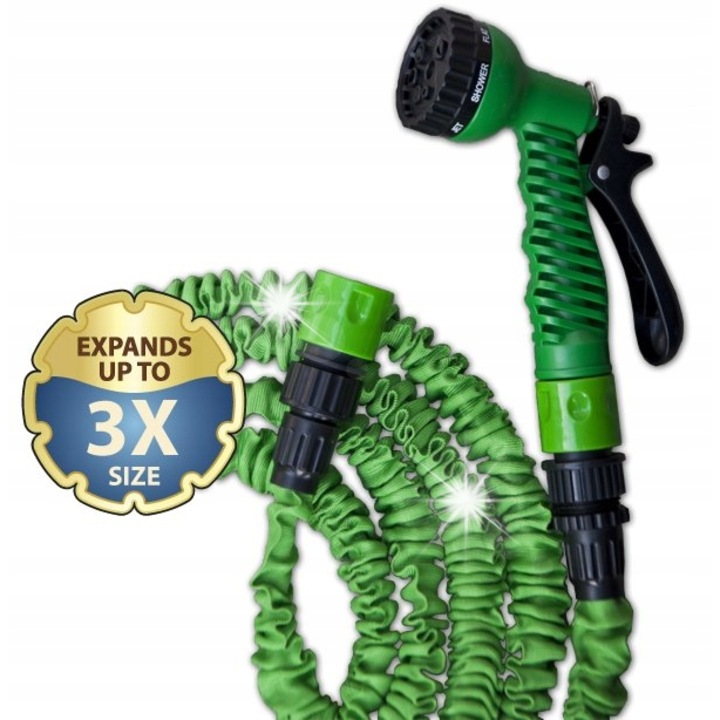 Комплект градински маркучи TRICK HOSE 5м-15м, Bradas, зелен, 7 функции