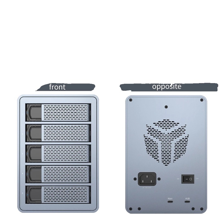 Carcasa pentru hard disk-uri externe, suport RAID, transfer de date rapid, 5 Bay-FS5C3, 135x200.7x264.8mm, aluminiu