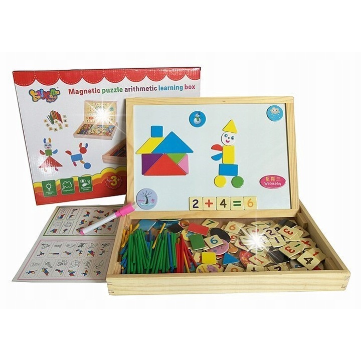 Ramiz mágneses fa tábla, oktatókészlet, többszínű, 34x25x3,5cm