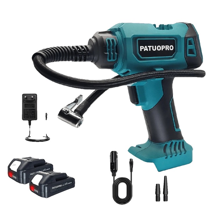 Elektromos pumpák, vezeték nélküli kialakítás, intelligens kijelző, 2 db 2.0Ah akkumulátorral, 150 PSI, 600 mm