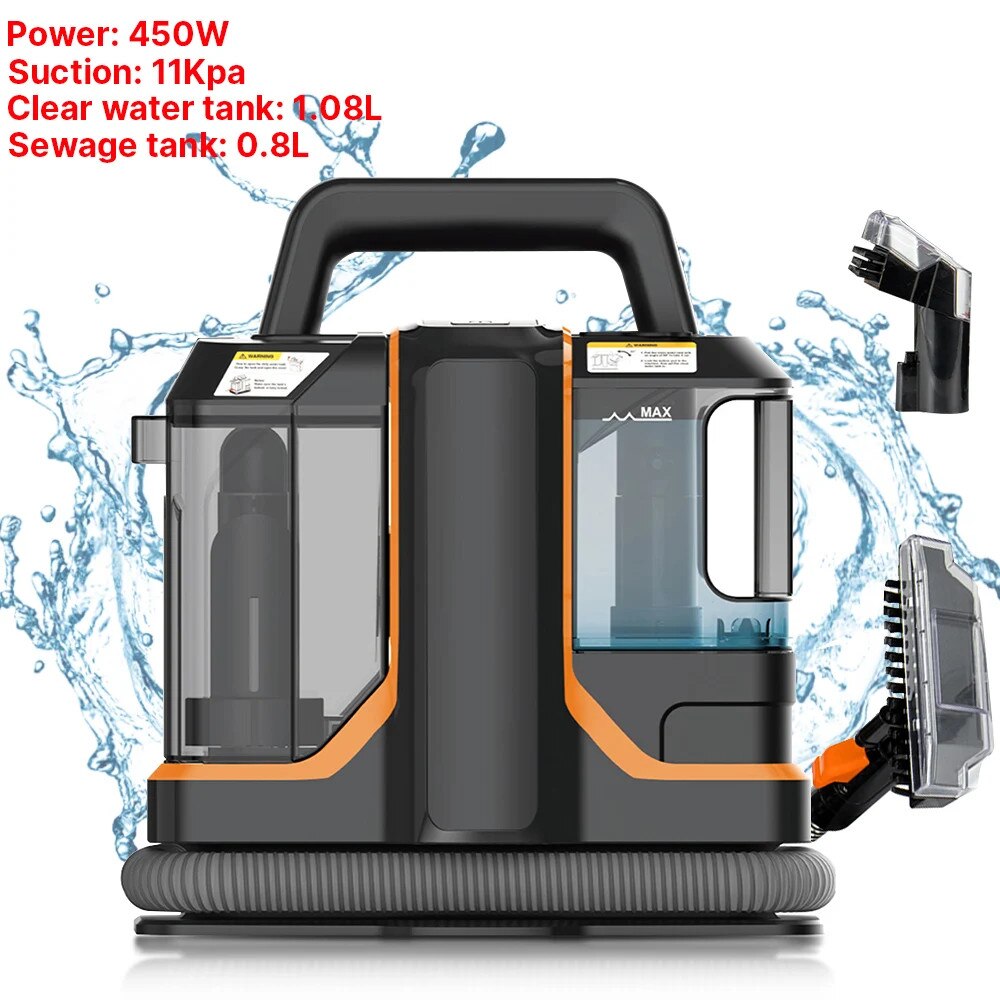 Aspirator pentru covoare, putere de aspiratie puternica, design cu doua rezervoare, 450W, compact