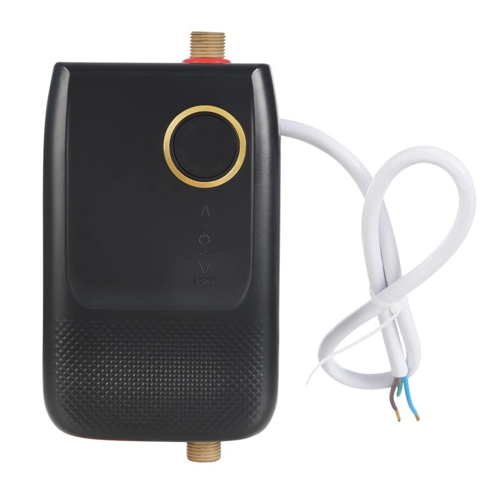 Villanybojler, Fali rögzítés, 5500W, AC220V, Teljes házra, Zuhany, Fekete/Fehér színű