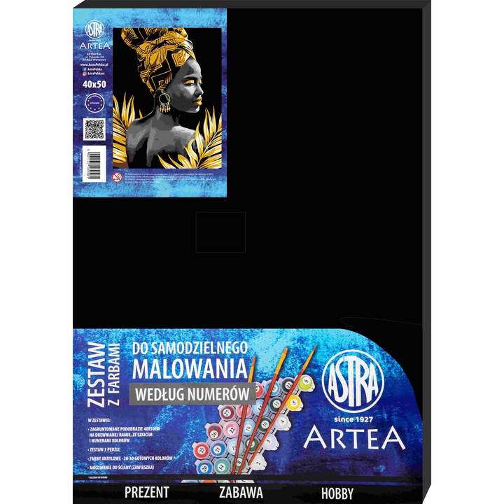Set pictura pe numere, ASTRA art-pap, pe panza neagra, Zlota muza