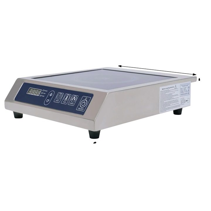 Hordozható elektromos főzőlap időzítő funkcióval, nagy teherbírású, ezüst, 35x42x11cm