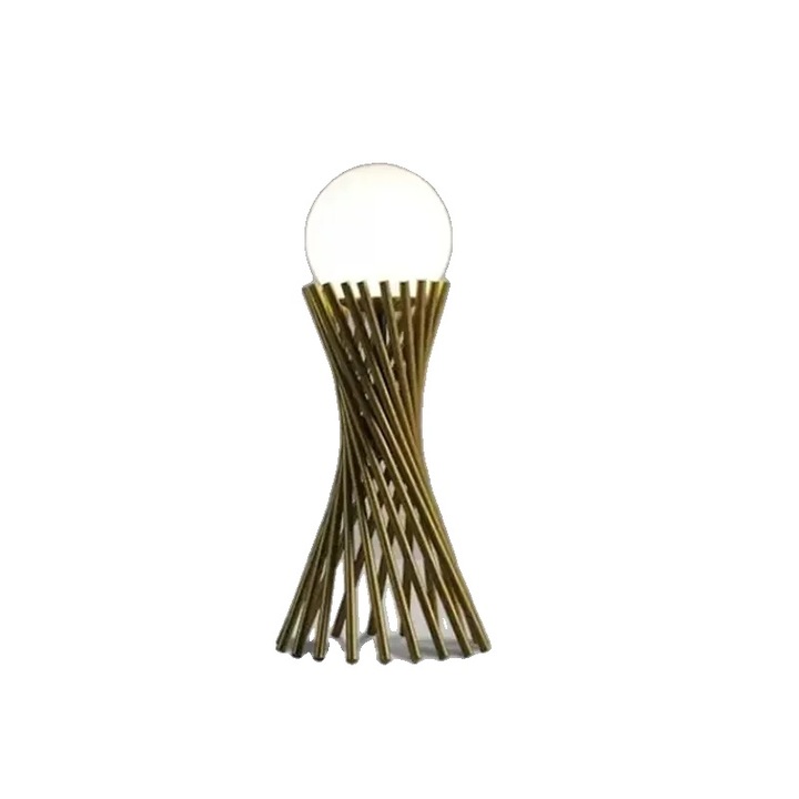 Veioza LED de birou, design minimalist, alb cald, auriu, dimensiuni compacte