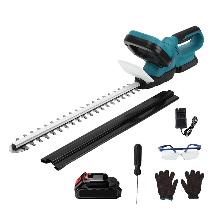 Trimmer electric pentru gard viu, 1 baterie, maner ergonomic, siguranta sporita, 21V, 65mm x 550mm