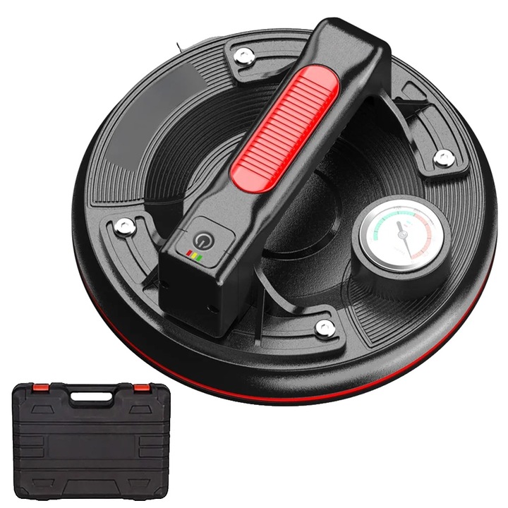 Dispozitiv de ridicare cu ventuza, 8 inch, capacitate 220 KG, material sintetic rezistent, cu manometru