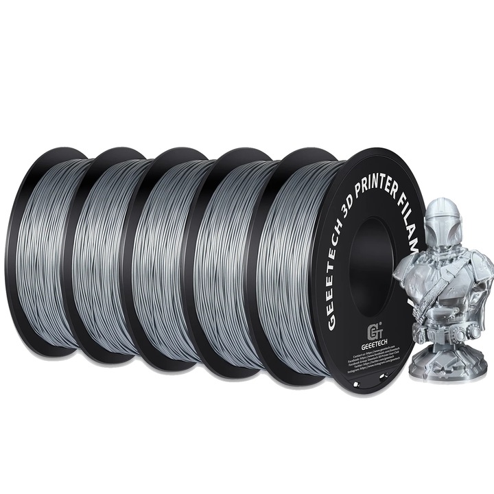 Filament 3D, PLA, 1.75 mm, argintiu, 5 kg