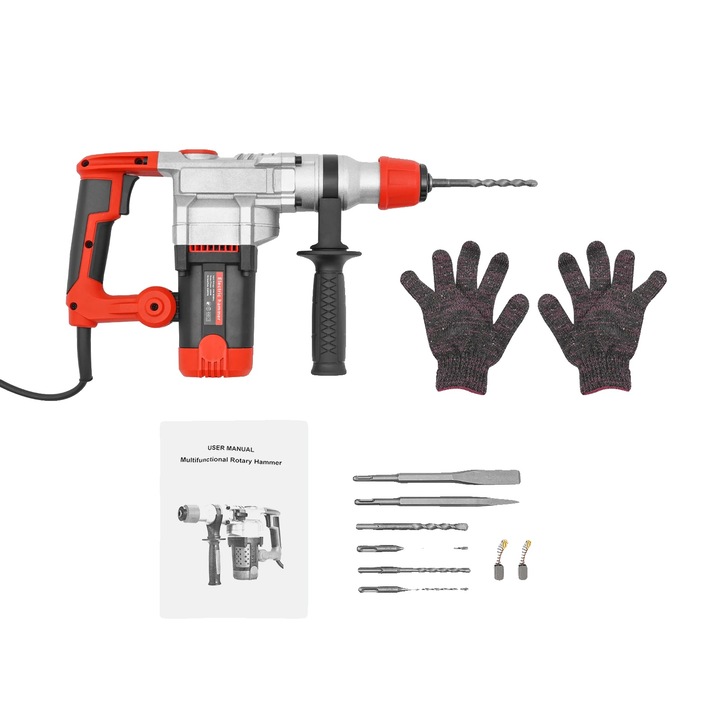 Rotopercutor, 2200W, set multifunctional, rosu, dimensiuni cutie 39x10.5x33cm