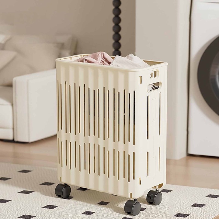 Cos de rufe, SINBINTA, Cos de rufe pliabil, 34L, Cu pulley, Robust, Organizati si depozitati, Rezistent la apa, Usor de utilizat si de transportat, Pentru dormitor, baie, camin, Plastic, 37.5*20.3*45.4cm