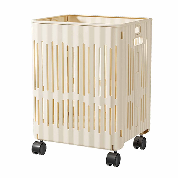 Кош за пране, SINBINTA, Сгъваем кош за пране, 50L, С въже, Здрав, Организирайте и съхранявайте, Водоустойчив, Лесен за използване и транспортиране, За спалня, баня, общежитие, Пластмаса, 37.5*31.1*50.4cm, Бял