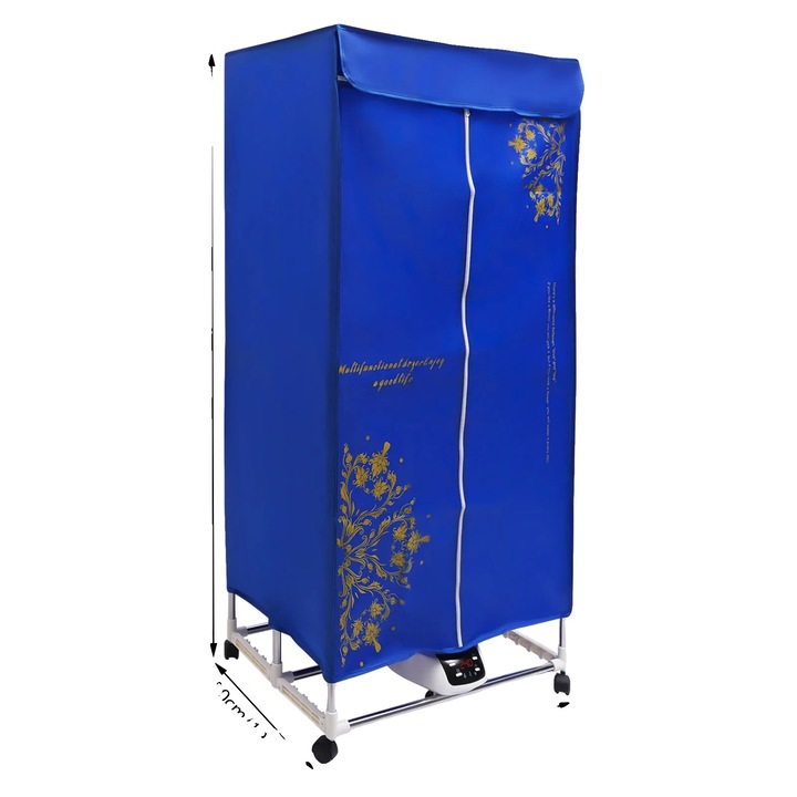 Uscator de rufe electric, design pliabil, control inteligent de la distanta, albastru, 70x50x150cm