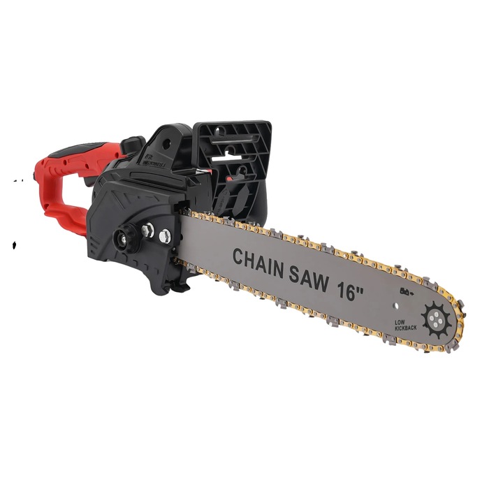 Elektromos láncfűrész, 800 fordulat/perc, automatikus kenés, piros, 16 hüvelykes