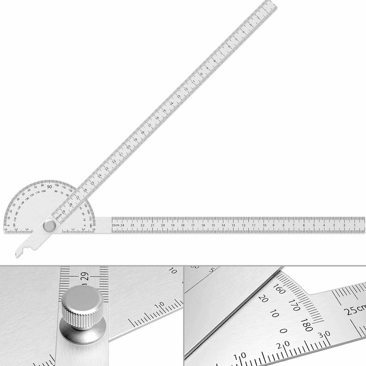 Raportor digital pentru unghi SINBINTA, inox, ajustabil, argintiu, 35.4x5.2x1.6cm