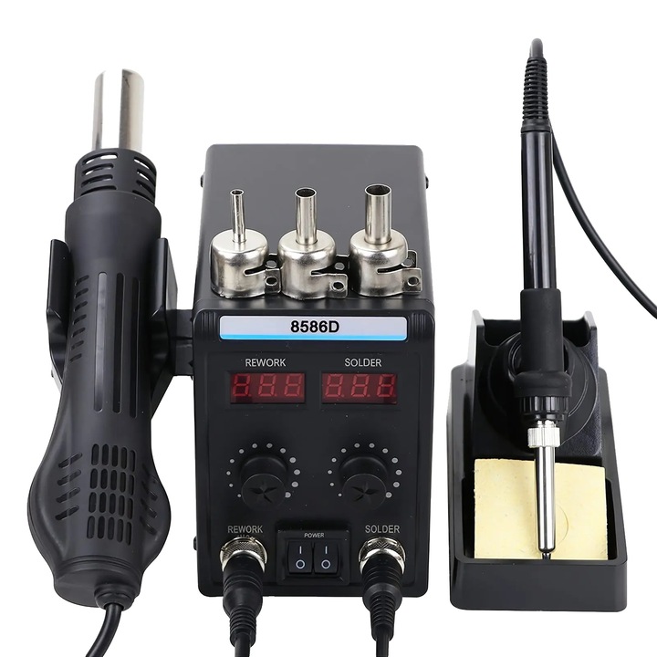 Statie de lipit, Pistol de aer cald, Control digital al temperaturii, 200-480 C, 8586D 220V