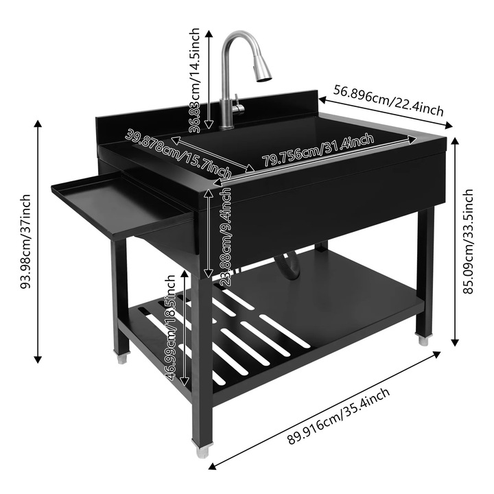 Chiuveta bucatarie, inox, cuva simpla, neagra