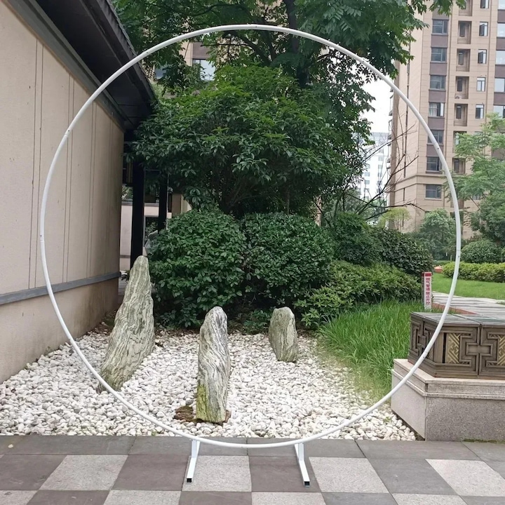 Stativ de fundal, forma rotunda, 2m, alb, pentru evenimente