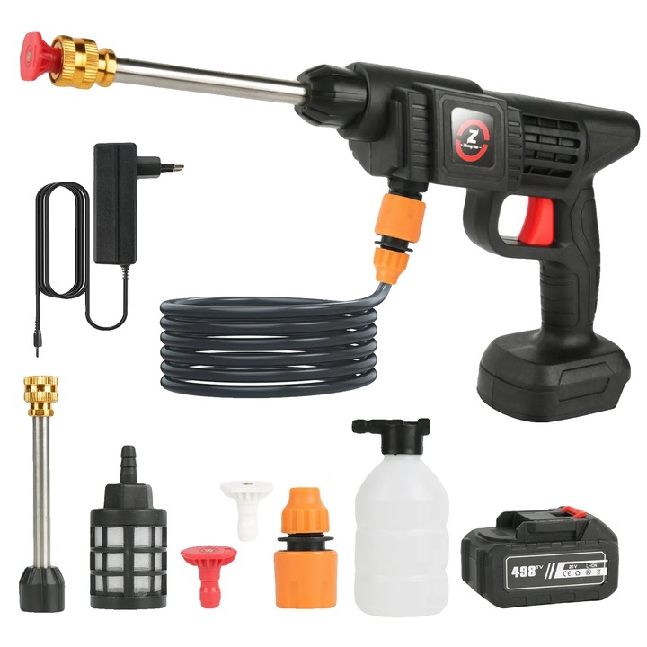 Aparat de spalat cu presiune fara fir Set 3 8785371813313, pompa 18D, baterie Li-ion, autonomie 20–60 min, pulverizare pana la 10 m, motor pana la 20.000 rpm, negru, include lance si accesorii