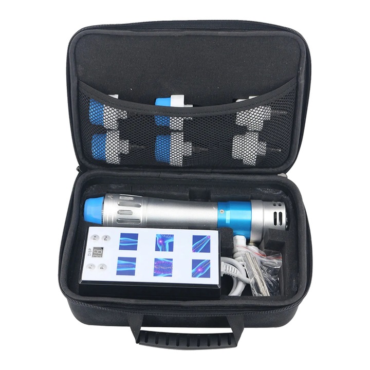 Aparat de masaj, terapie prin unde de soc, portabil, usor, albastru, dimensiuni compacte