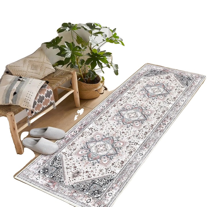 Килим тип „бегач“, модел B, геометричен, неплъзгащ се, 60x230 см