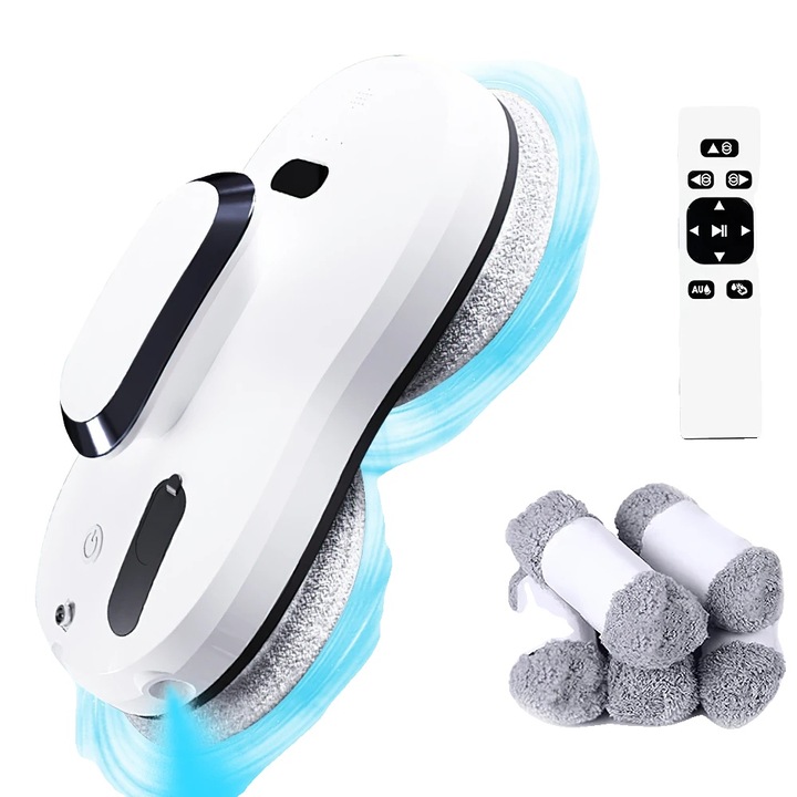 Робот за почистване на прозорци, дистанционно управление, интелигентно изчисляване на маршрута, бял