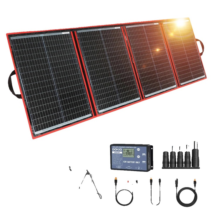 Panou solar portabil 200W, eficienta ridicata, dimensiuni 40x28x0.24in, constructie durabila