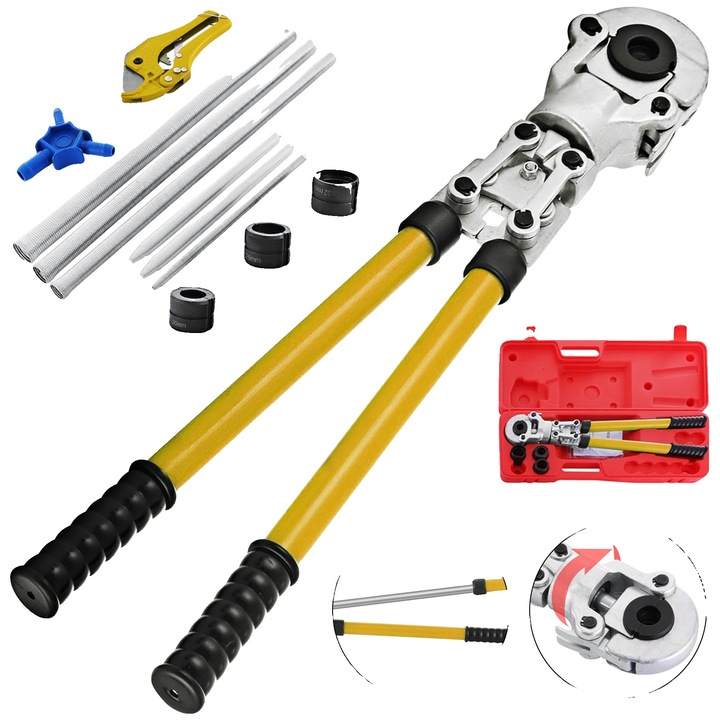 Cleste de crimpare, 40CR, lungime ajustabila 530-750 mm, forta de compresie 40 KN, pentru tuburi PEX si aluminiu, 16x2 mm, 20x2 mm, 26x3 mm