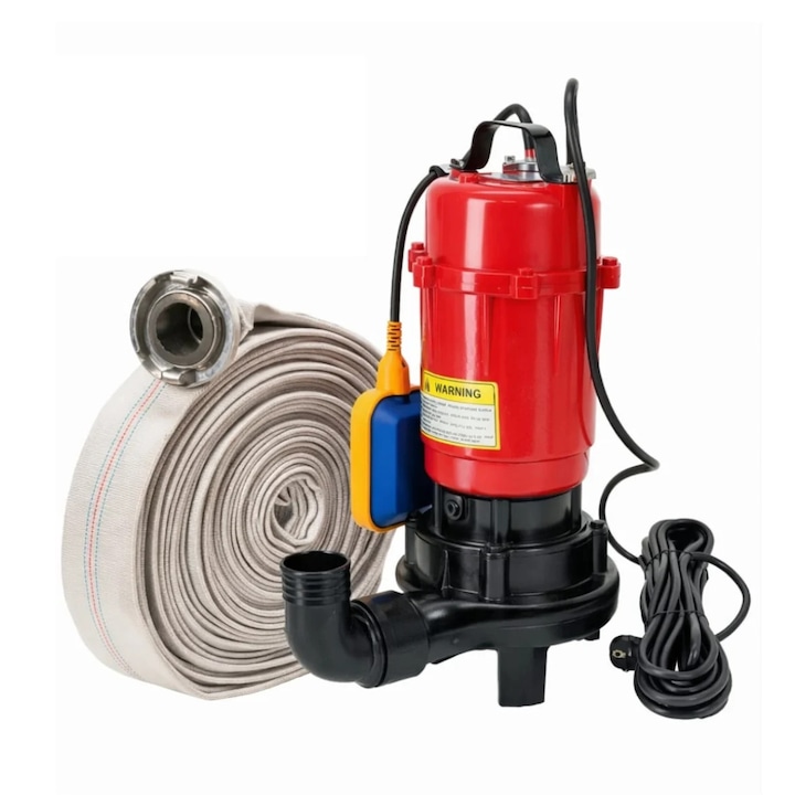 Pachet promo Pompa apa murdara (WC, fosa, hazna), cu Cutit Tocator si Plutitor, DDT, WQCD-2-3.0, 3000W + Furtunul de pompier 2'' 20 m, 8 bari, cu cuple