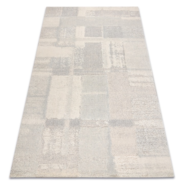 Covor DYWANY ŁUSZCZÓW din lana FLUX 461.43.AE110 OSTA - Geometric, structural, loft crem / gri, 60x120 cm