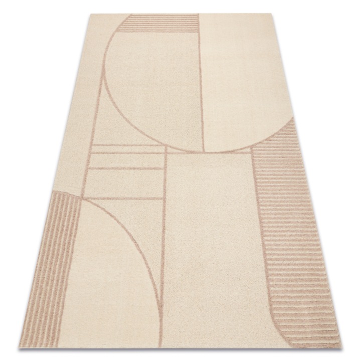 Covor DYWANY ŁUSZCZÓW din lana FLUX 461.14.AE200 OSTA - Geometric, structural, loft bej / roz, 240x340 cm