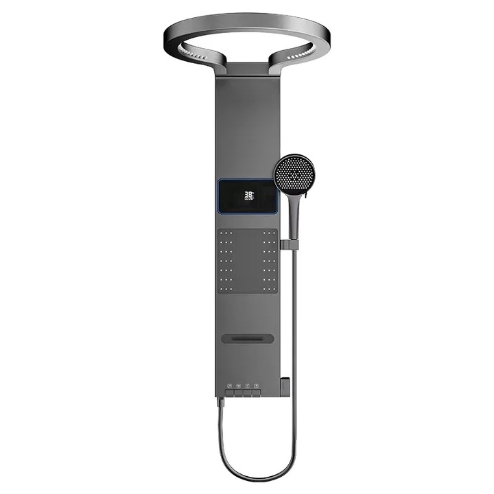 Set coloane de dus, bara, aluminiu, finisaj periat, montare pe perete