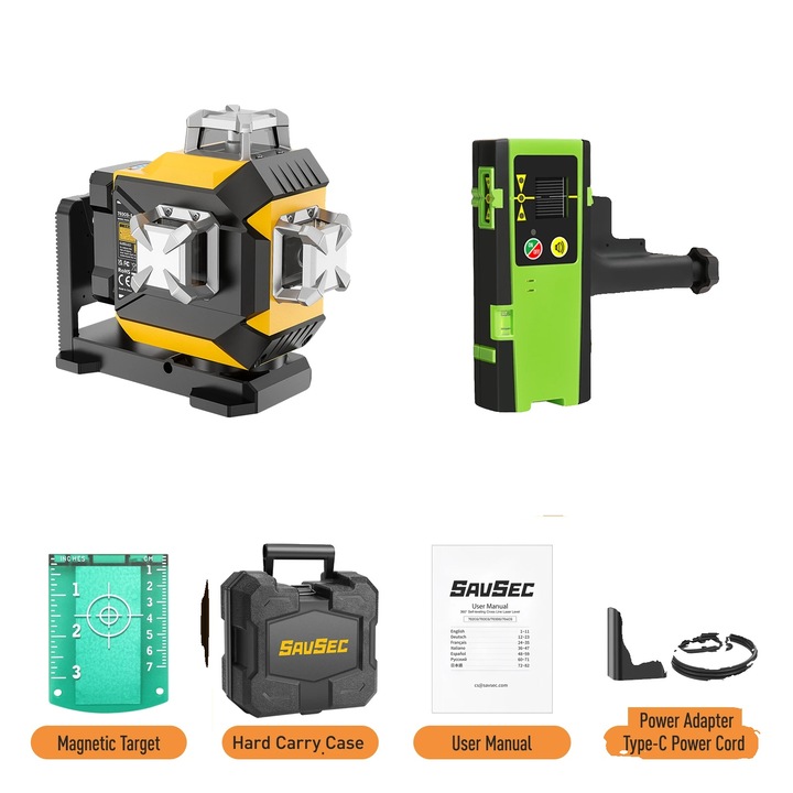 Nivela laser, 703CG cu receptor, verde, 25.5x13.2x23.7cm