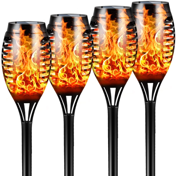 Patru lampi solare de gradina pentru exterior, SUOLAREN®, rezistente la intemperii, 20 becuri LED, autonomie de 12 ore, indispensabile pentru Halloween, potrivite pentru gradini, curti, alei