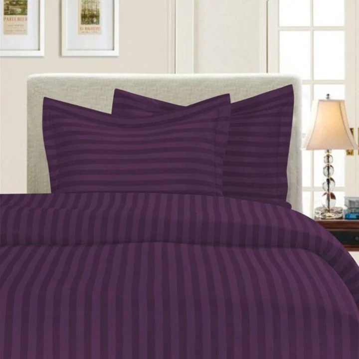 Set 2 fete de pernă Kotonia Home Deco Damasc Saten, 100% bumbac, Violet, 70x70 cm