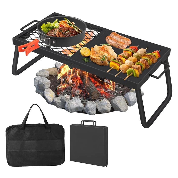 Gratar de gradina, 24x16 inch, din otel rezistent, design pliabil, rezistent la caldura pana la 500F