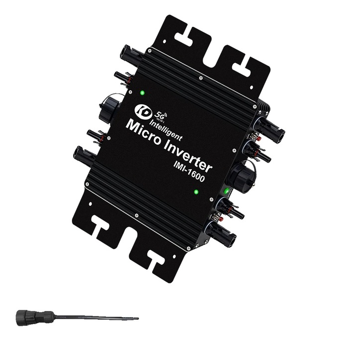 Invertor solar 1600W, tehnologie MPPT, monitorizare in timp real, 230V, 20-50V, dimensiuni 365x230x40mm