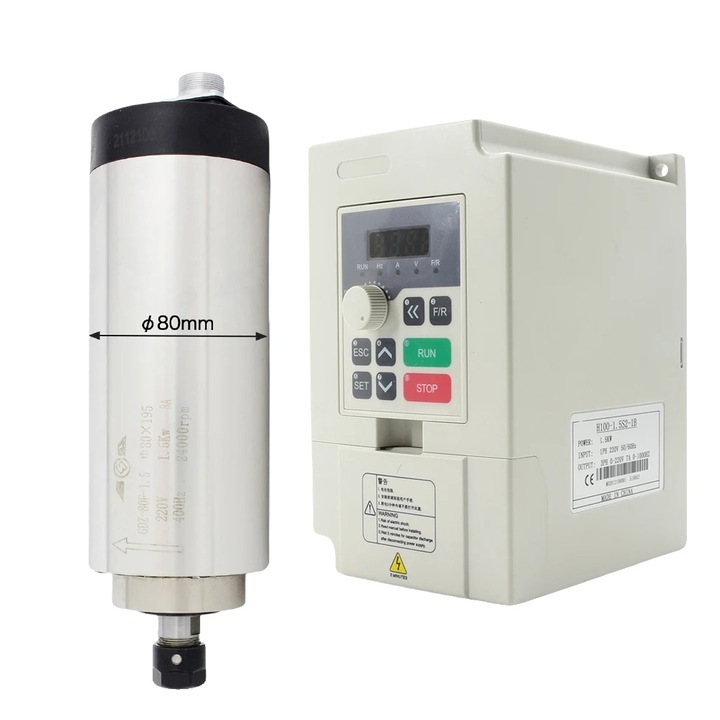 Motor Spindle, 1.5KW, design racit cu aer, set 1, otel inoxidabil, dimensiuni PH 80 mm